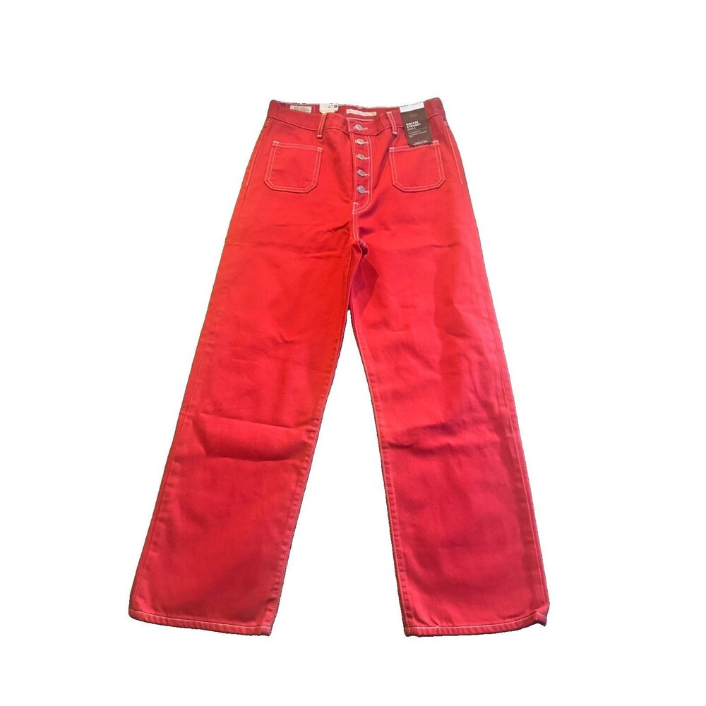Levi's Women Ribcage Straight Ankle Patch Pocket Jeans  Red  NWT Sz 29x27